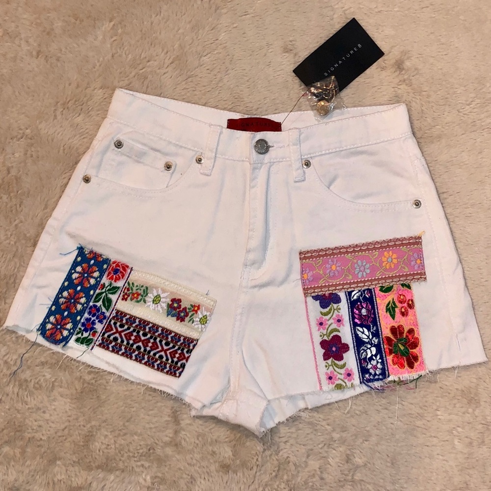Signature8 - Patchwork Jean Shorts - White